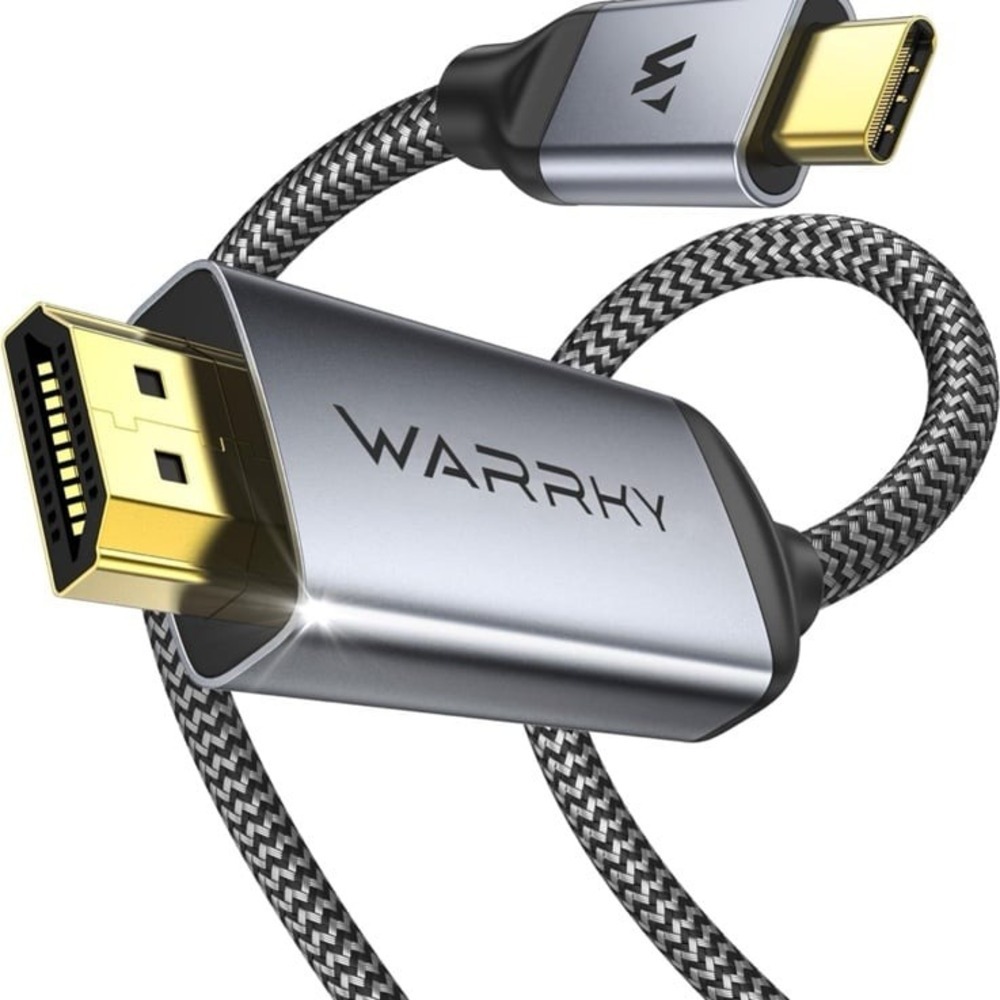 WARRKY USB C to HDMI Cable 4K 60Hz[Anti-Interference, Gold-Plated Plugs] Aluminu